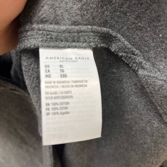 American Eagle NWT Fleece Button Down LS Shirt Gray Casual Men’s XL 100% Cotton - Picture 6 of 8